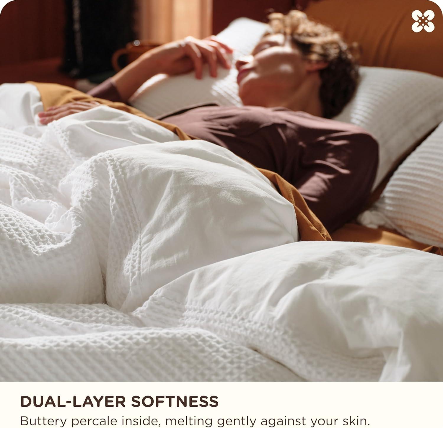 Bedsure Essential Bedsure Cotton Duvet Cover Set - 100% Cotton Waffle Weave Coconut Duvet Cover GentleSoft™️