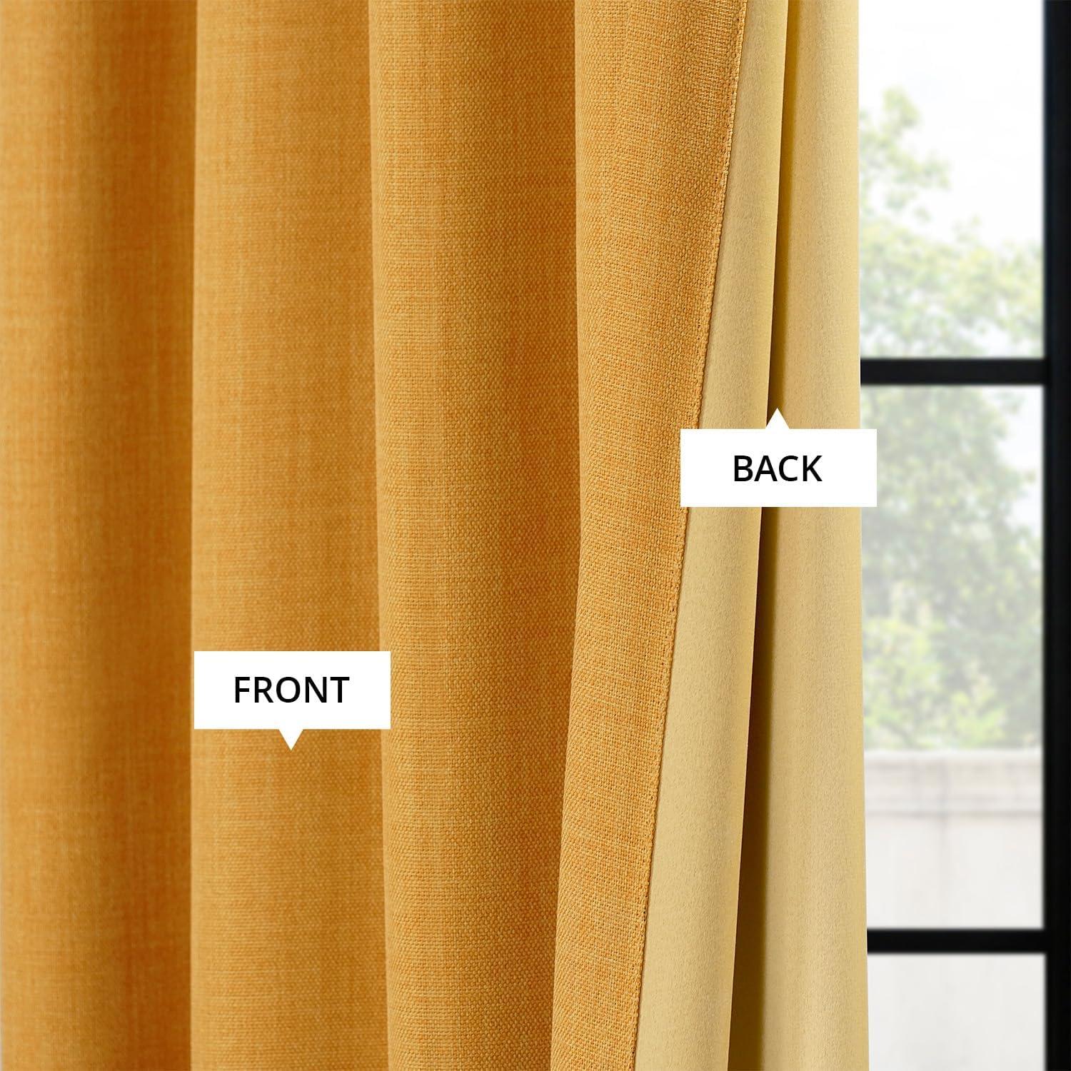 Ottis Textured Faux Linen Rod Pocket Room Darkening Curtains for Bedroom & Living Room Curtains - Single Panel Drapes