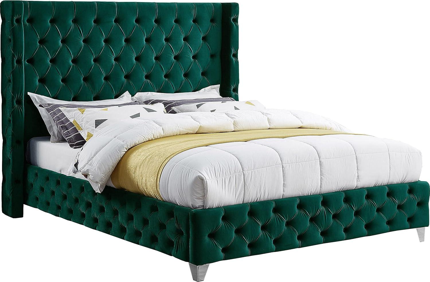 Meridian Furniture Savan Green Velvet King Bed