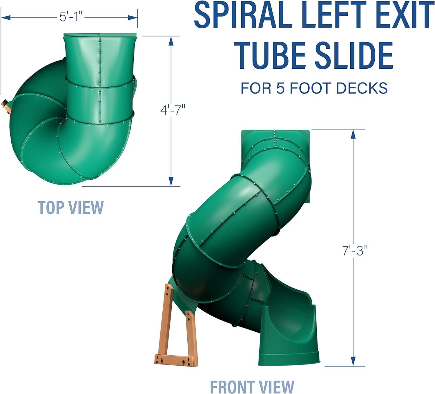 Green Tall Spiral Plastic Tube Slide for 5 Ft. Deck Height