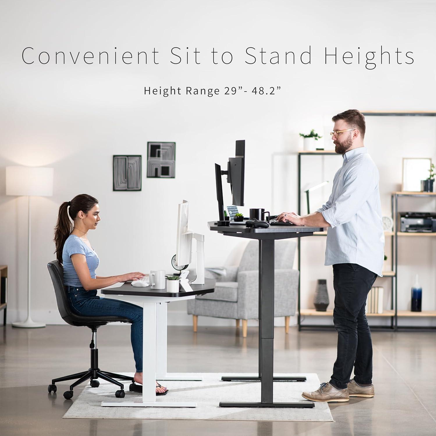 VIVO Electric 63” x 32” Standup Desk, Dark Gray Table Top, Black Frame