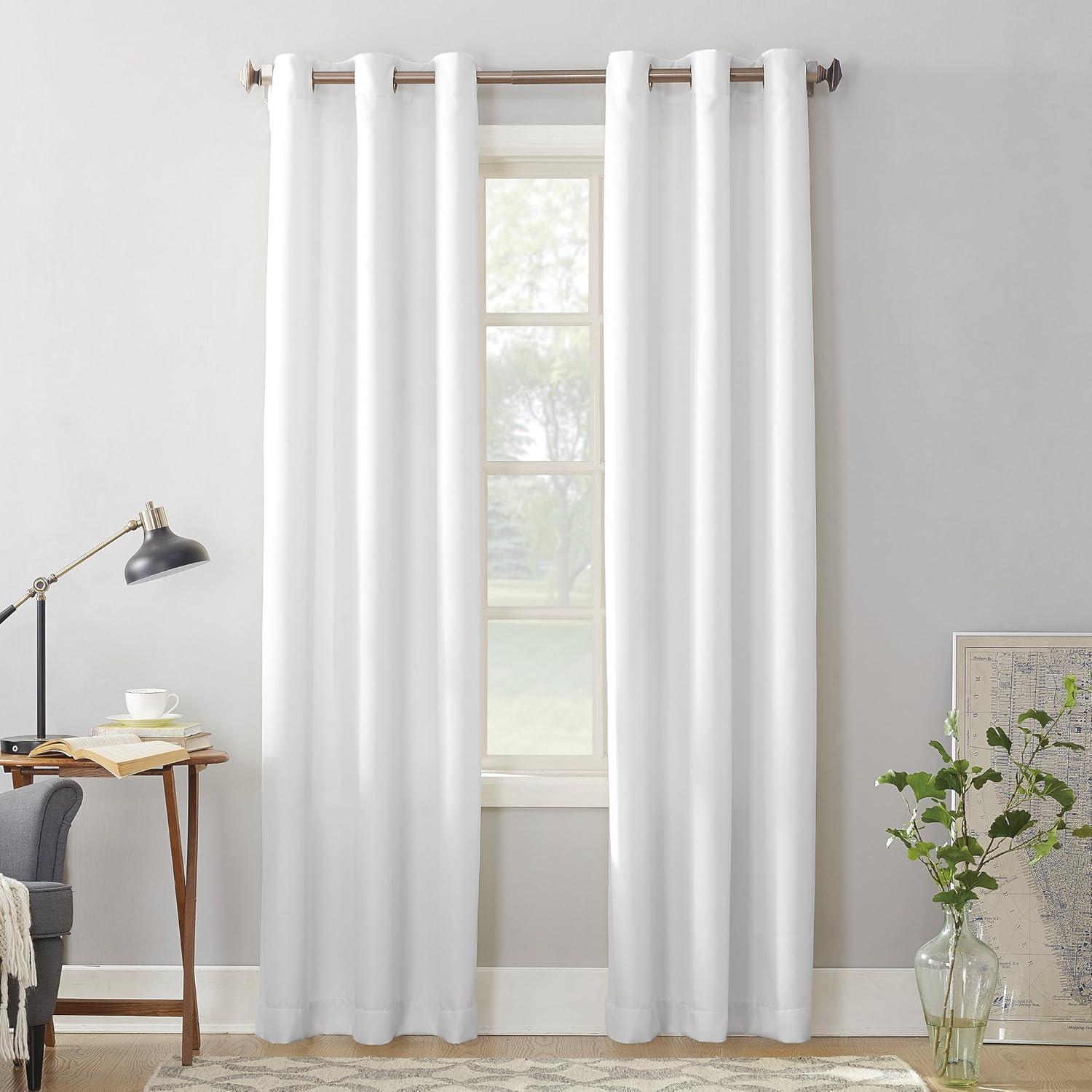 White Semi-Sheer Grommet Curtain Panels, 84" Length