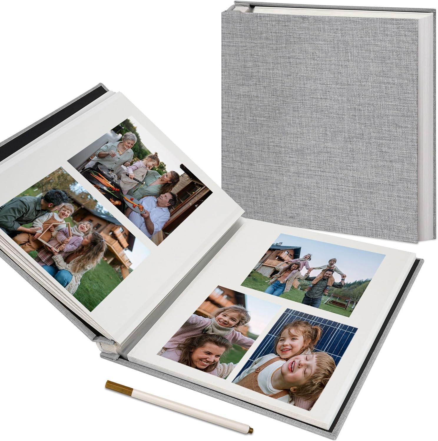 Vienrose Large Photo Album Self Adhesive for 4x6 5x7 8x10 Pictures Scrapbook Album DIY Scrap Book 40 Sticky Pages with A Metallic Pen Grey