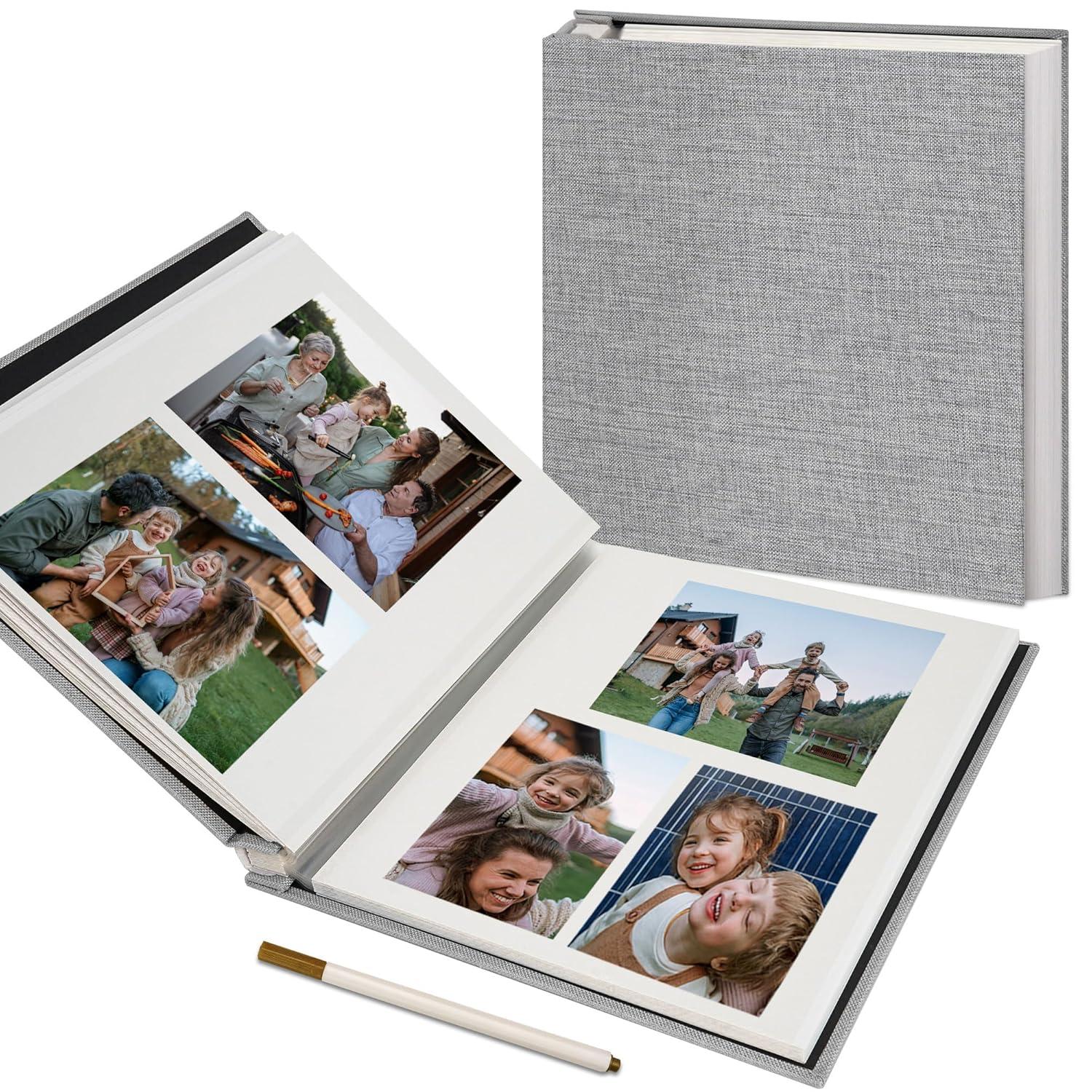 Vienrose Large Photo Album Self Adhesive for 4x6 5x7 8x10 Pictures Scrapbook Album DIY Scrap Book 40 Sticky Pages with A Metallic Pen Grey