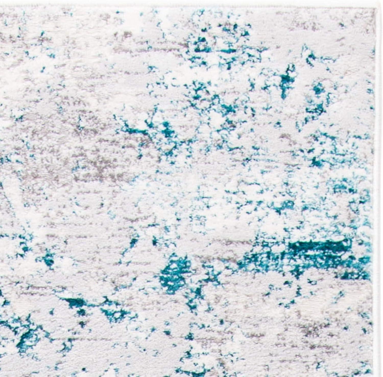 Amalfi AMF572 Power Loomed Area Rug - Cream/Turquoise - 5'3"x7'6" - Safavieh.