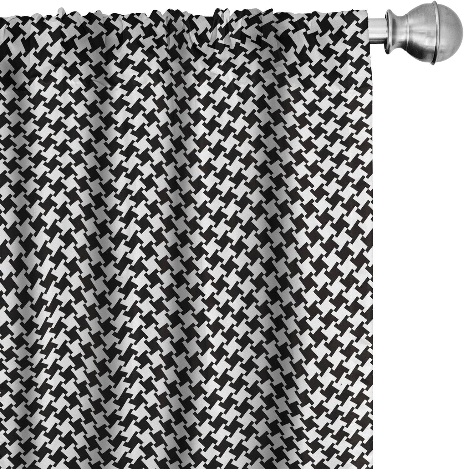 Houndstooth Semi-Sheer Rod Pocket Curtain Panels (Set of 2)