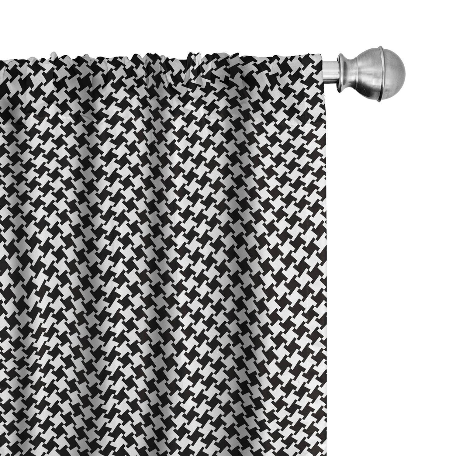 Ambesonne Houndstooth Semi-Sheer Rod Pocket Curtain Panels (Set of 2)