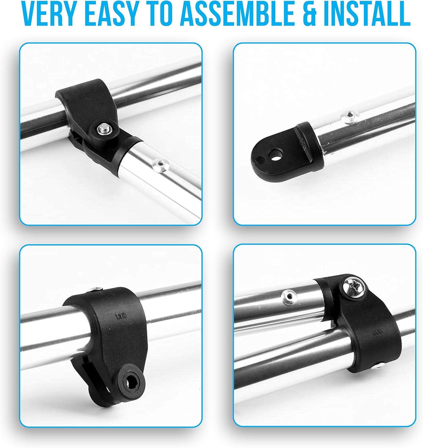 SereneLife 3 Bow Bimini Top - 2 Straps And 2 Rear Support Poles With Marine-Grade 600D Polyester Canvas (Gray) | Wayfair