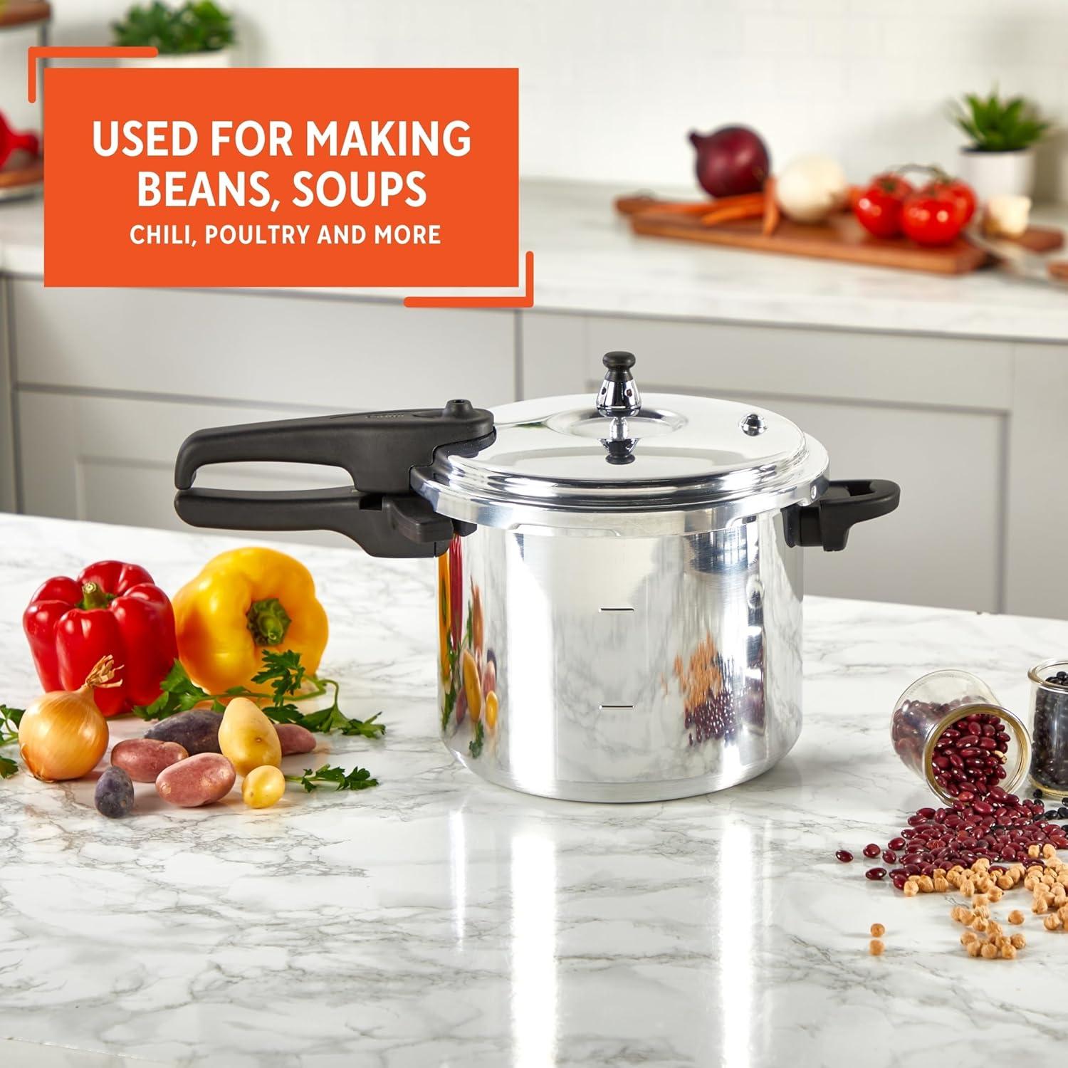 IMUSA 7qt Stovetop Natural Finish Basic Pressure Cooker - Silver: Aluminum, Locking Lid, Cool Touch Handle, Hand Wash