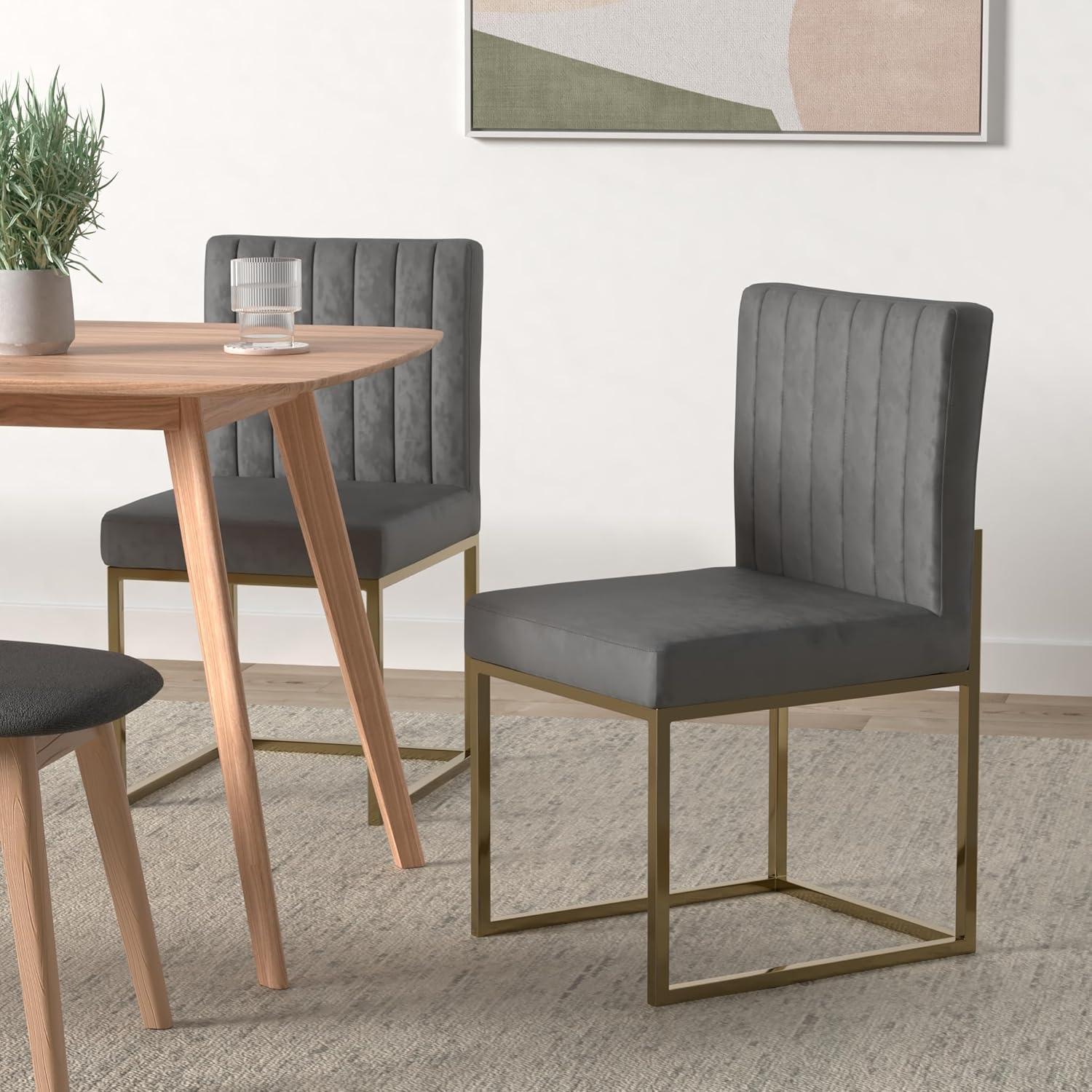 Meridian Furniture Contemporary Giselle Velvet Dining Chair in Gray (Set of 2)