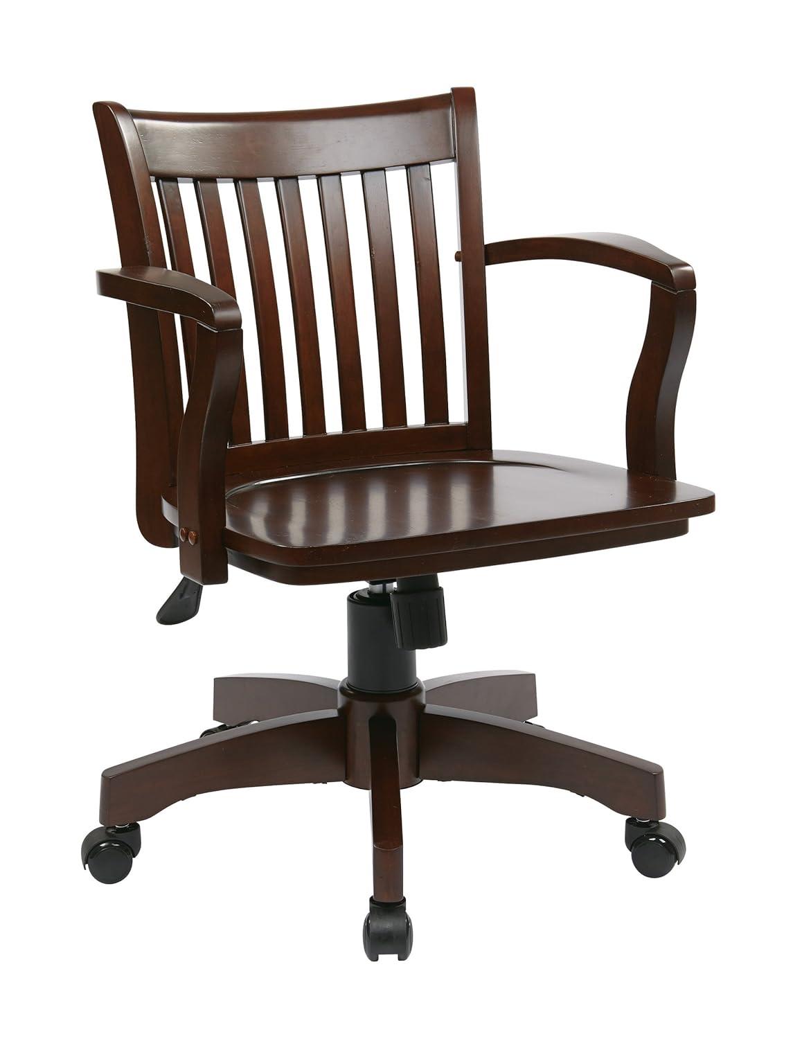 OSP Home Furnishings Deluxe Wood Bankers Chair with Wood Seat in Espresso Wood Finish