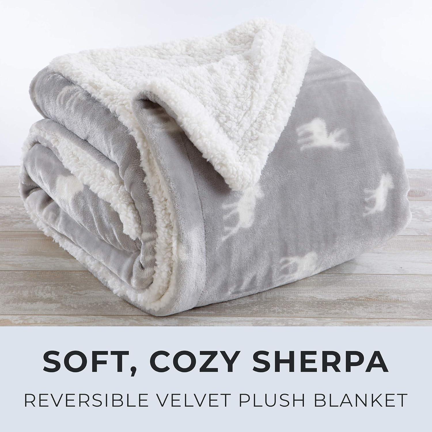 Velvet Plush Soft Fleece Reversible Throw, Warm and Comfortable Bed Blanket - Great Bay Home