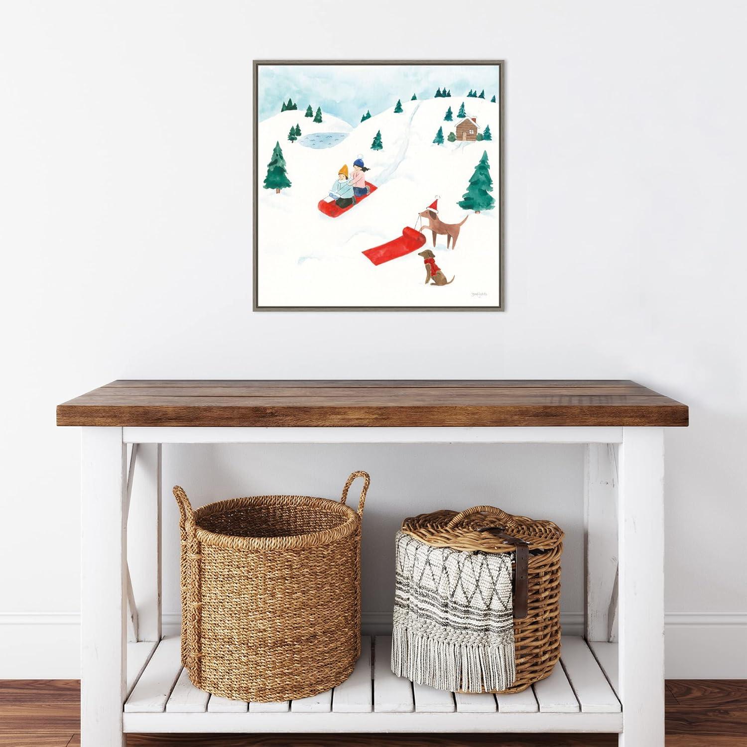 Amanti Art Winter Scene IV Dogs by Jenaya Jackson Canvas Wall Art Print Framed 22-in. x 22-in.