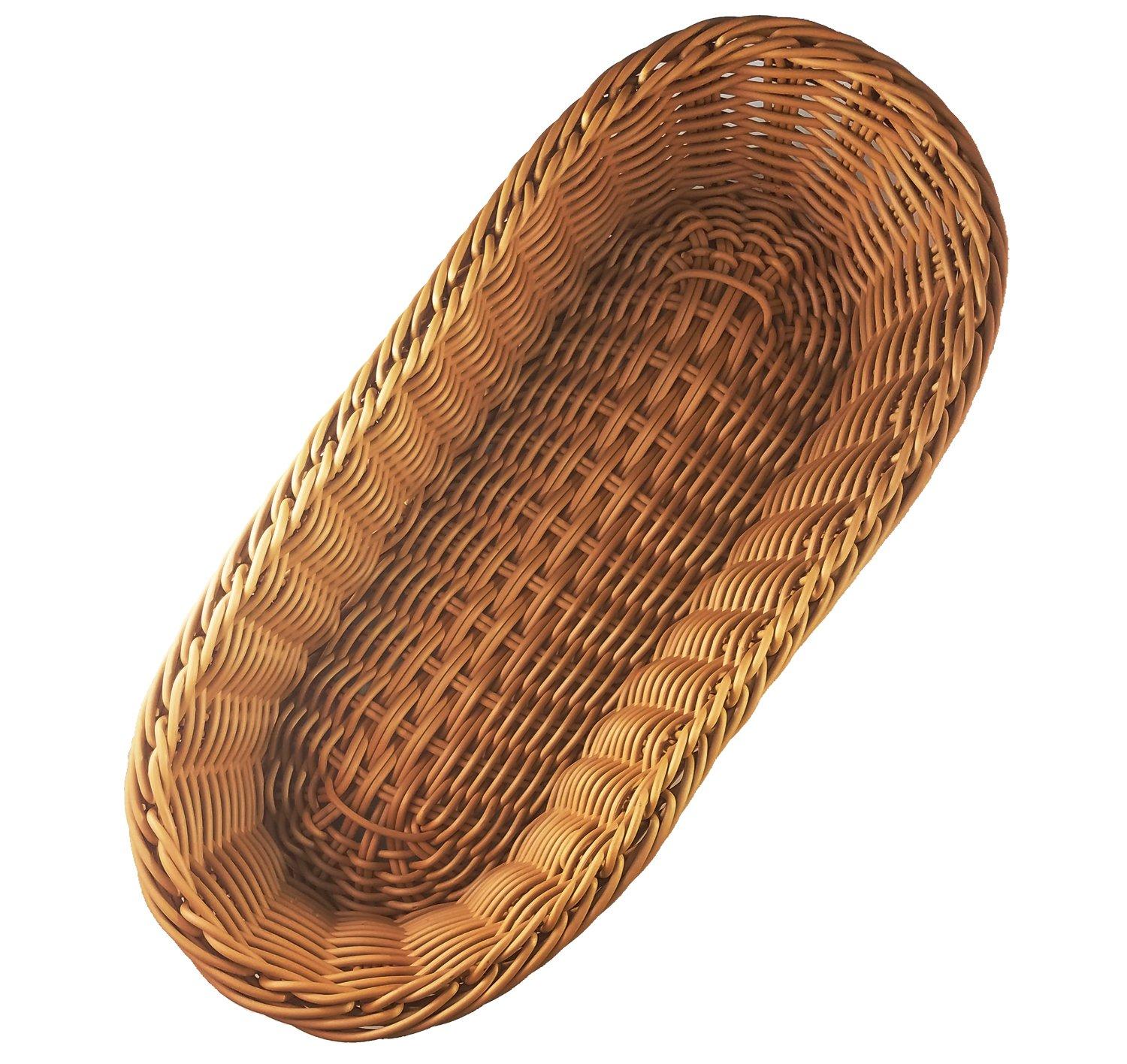 Kovot Wicker Bread Basket - 14.5" Woven Polypropylene Basket – For Food Display and Serving – Snack Organizer Basket