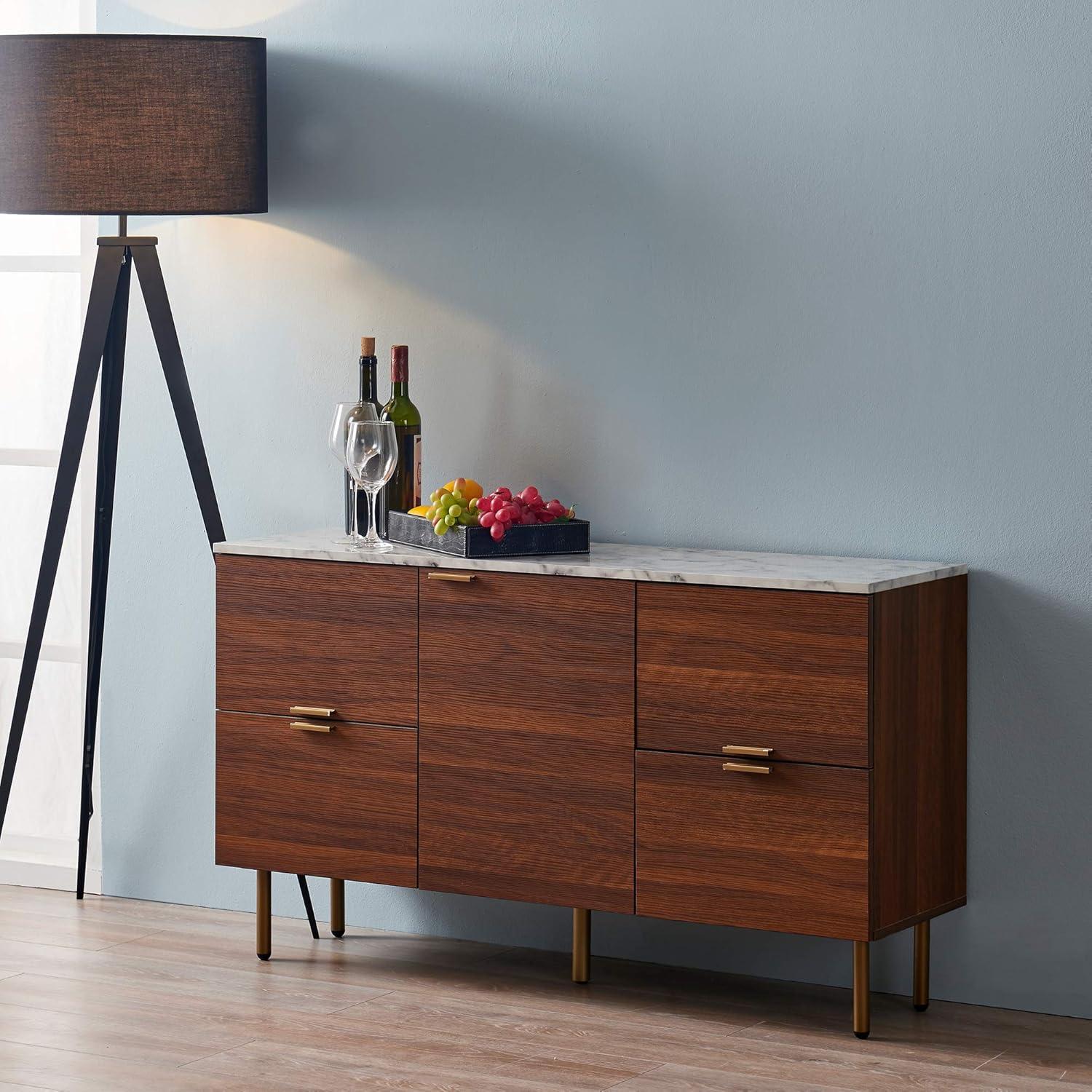 Wrought Studio™ Pinecone 48" Storage Cabinet Sideboard with Marble Effect