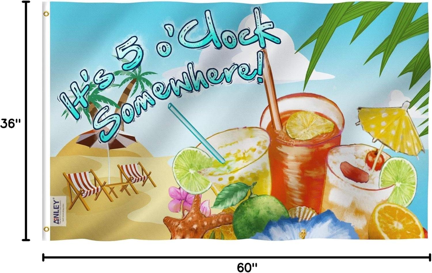 Anley 3x5 Foot It's 5 o'Clock Somewhere Flag - Sandy Beach Flags Polyester