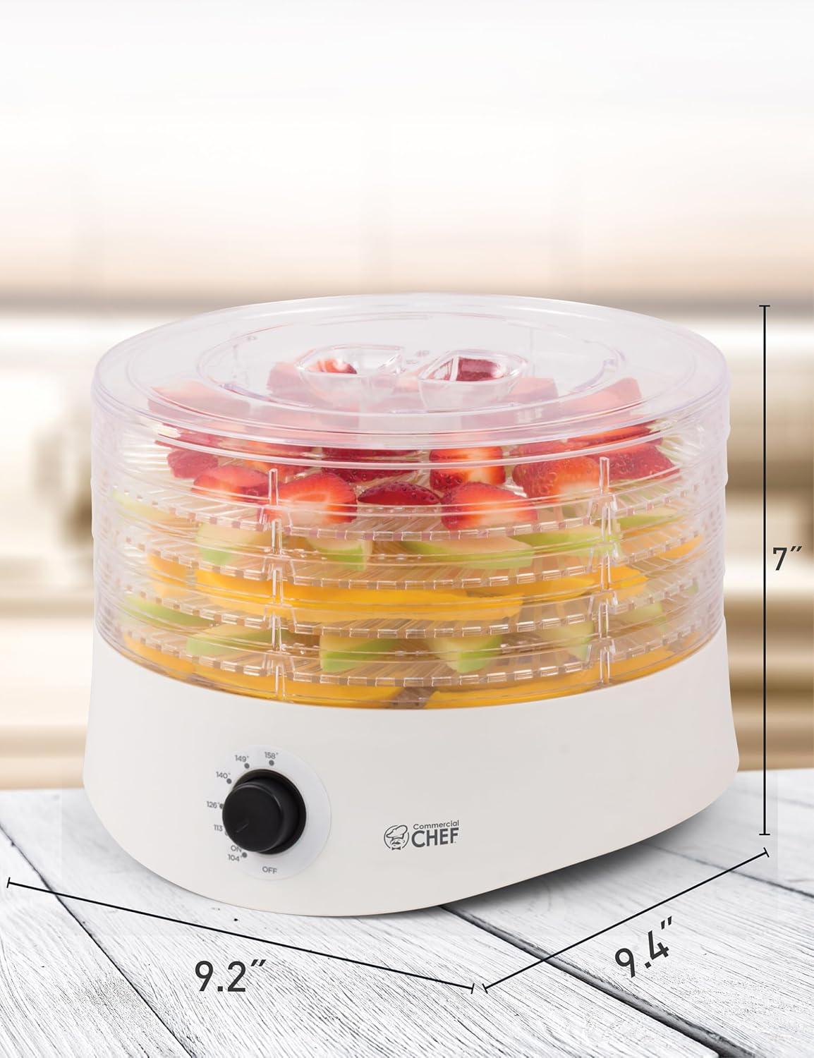 Commercial Chef Commercial Chef Food Dehydrator, Dehydrator Machine for Dehydrated Foods with 5 Drying Tray, White