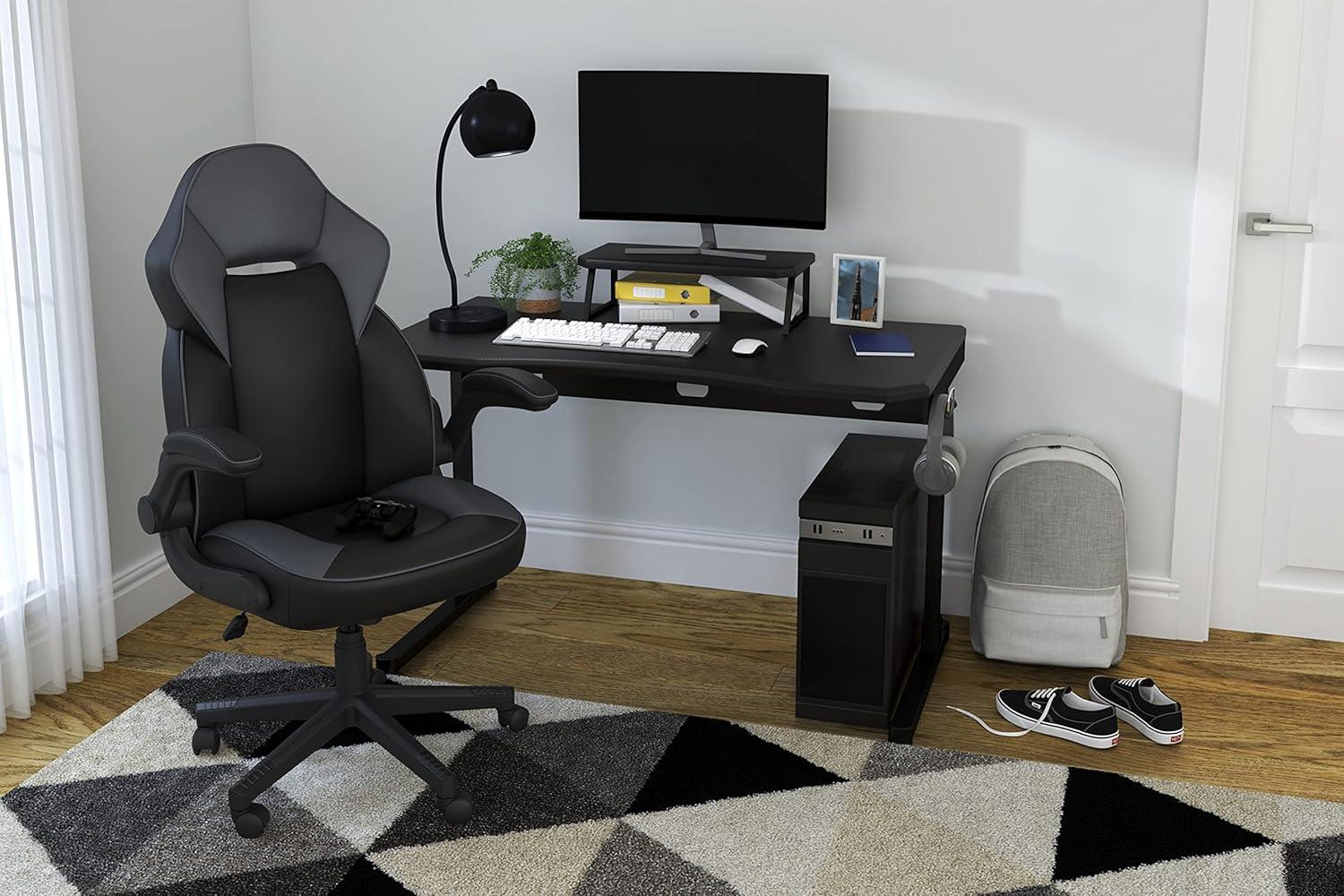 Black and Red Adjustable Height Desk with USB Port