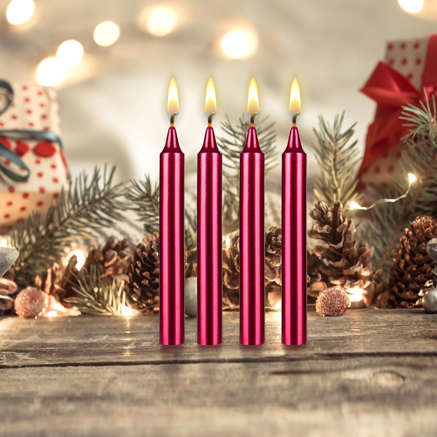 Mega Candles Set of 16 Unscented 6 Inch Metallic Taper Candles, Holidays, Seasonal, Celebrations, Devotional, Church, Wreath, Party, Gifts