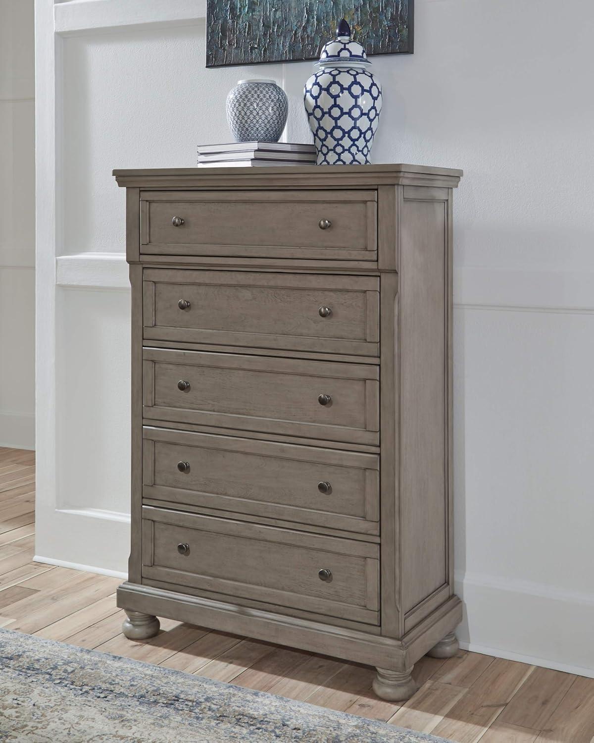 Ashley Furniture Lettner 5 Drawer Chest in Light Gray