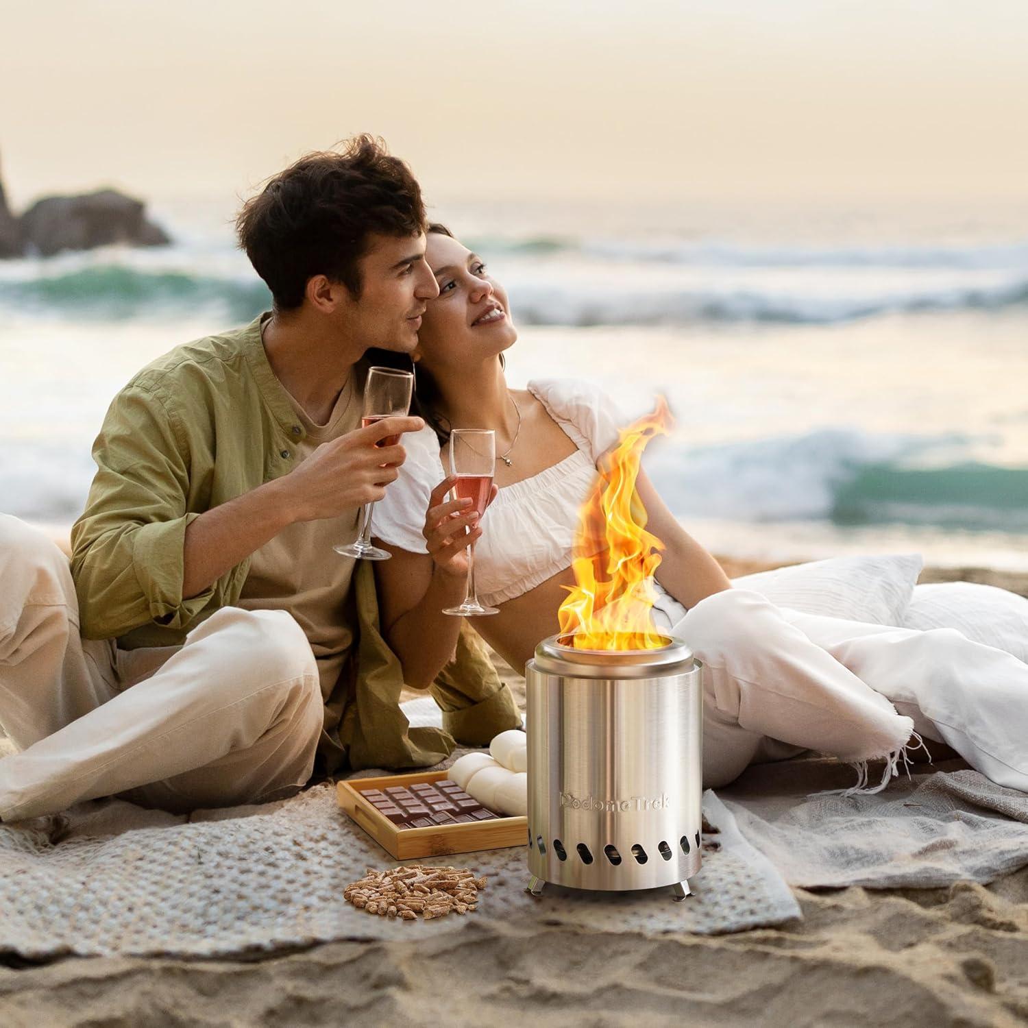 5.5inch Mini Fire Pit for Table, Small Tabletop Fire Pit , Outdoor Fire Pit Tabletop with Carry Bag,Stainless Steel, Blue