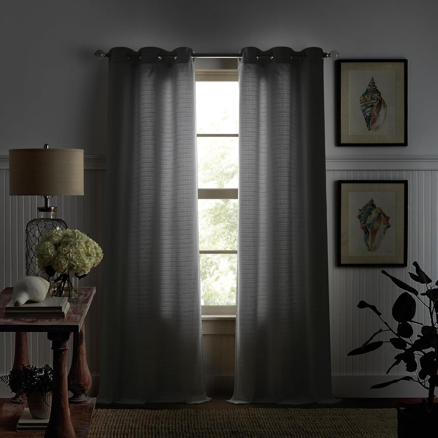 84"x37"Martha Stewart 2pk Sutter 84" Dark Lined Curtain Panel Sand