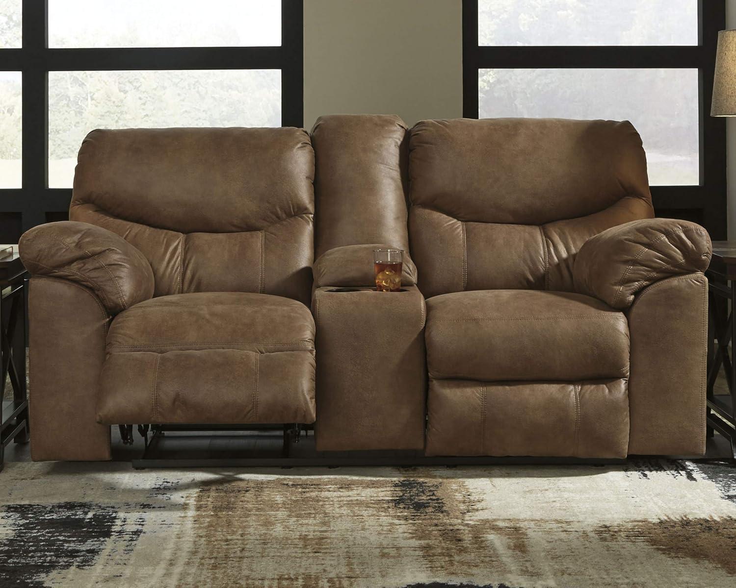 Signature Design by Ashley Boxberg Reclining Loveseat with Console in Bark