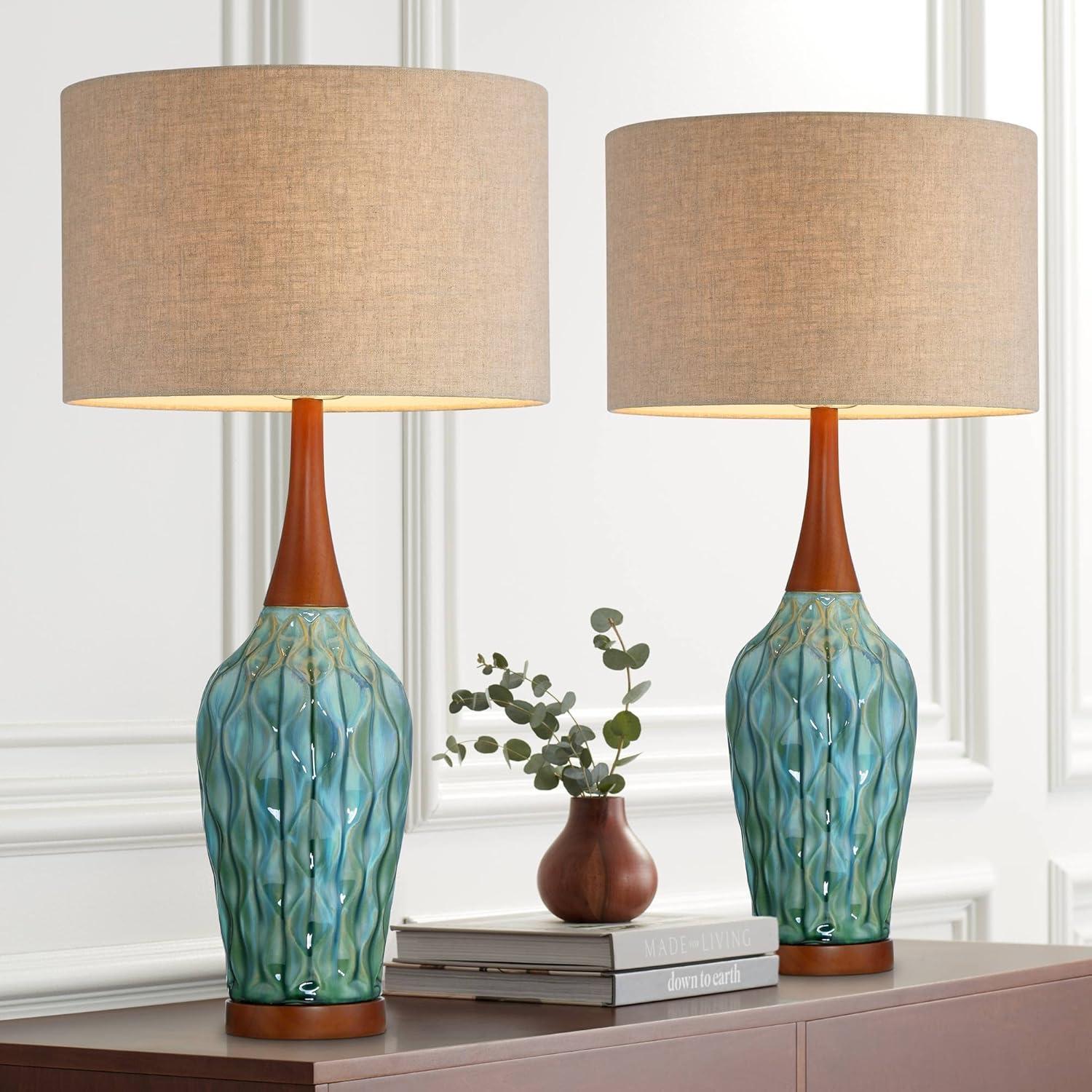 Rocco 30" Blue Teal Glaze Ceramic Table Lamps Set of 2