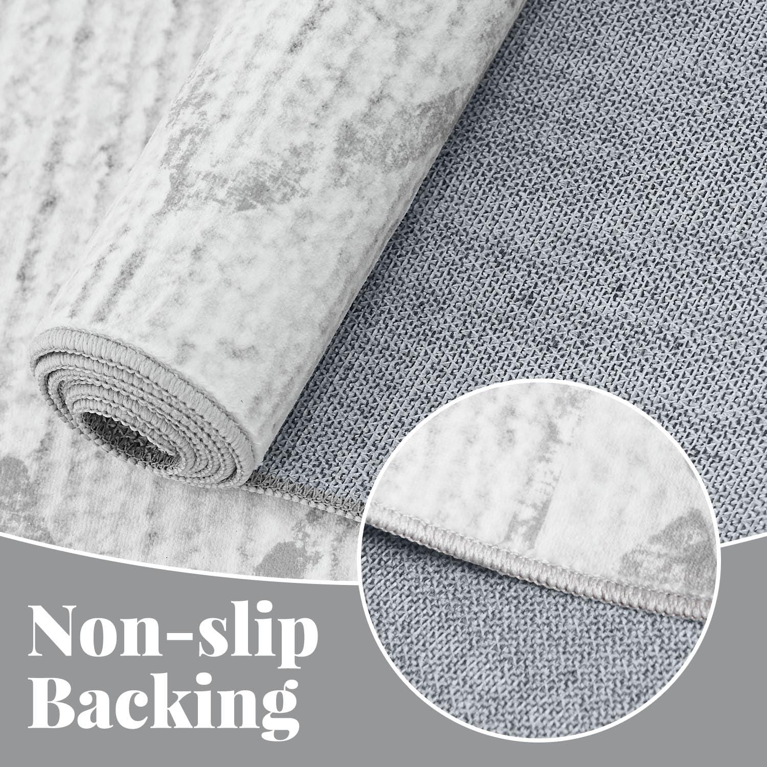 5'x7' Area Rugs for Living Room Machine Washable Rug Boho Geometric Indoor Area Rug Neutral Moroccan Style Ultra Soft Foldable Non-Slip Bedroom Rug Dining Room Office Modern Carpet Grey