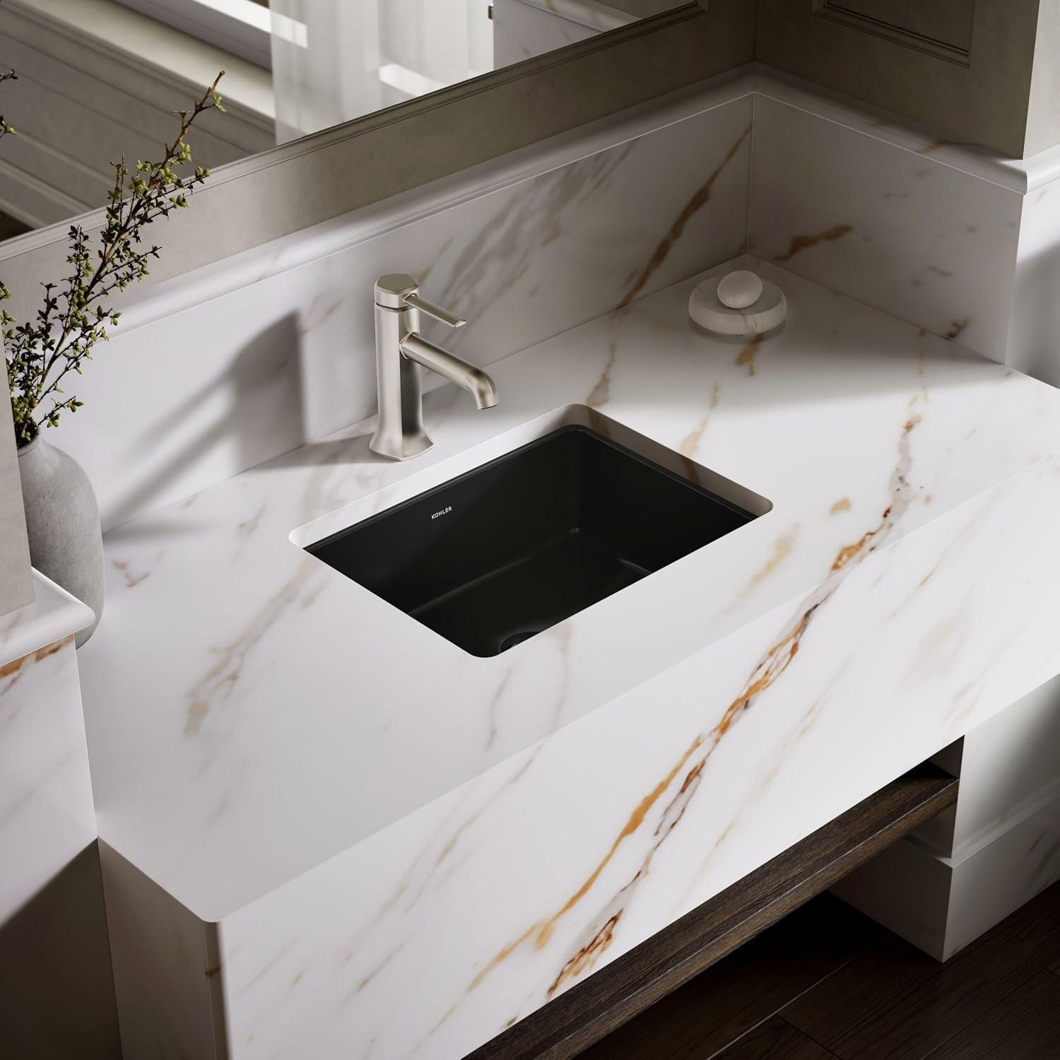 Verticyl 17" Rectangular Under-Mount Bathroom Sink with Overflow Drain