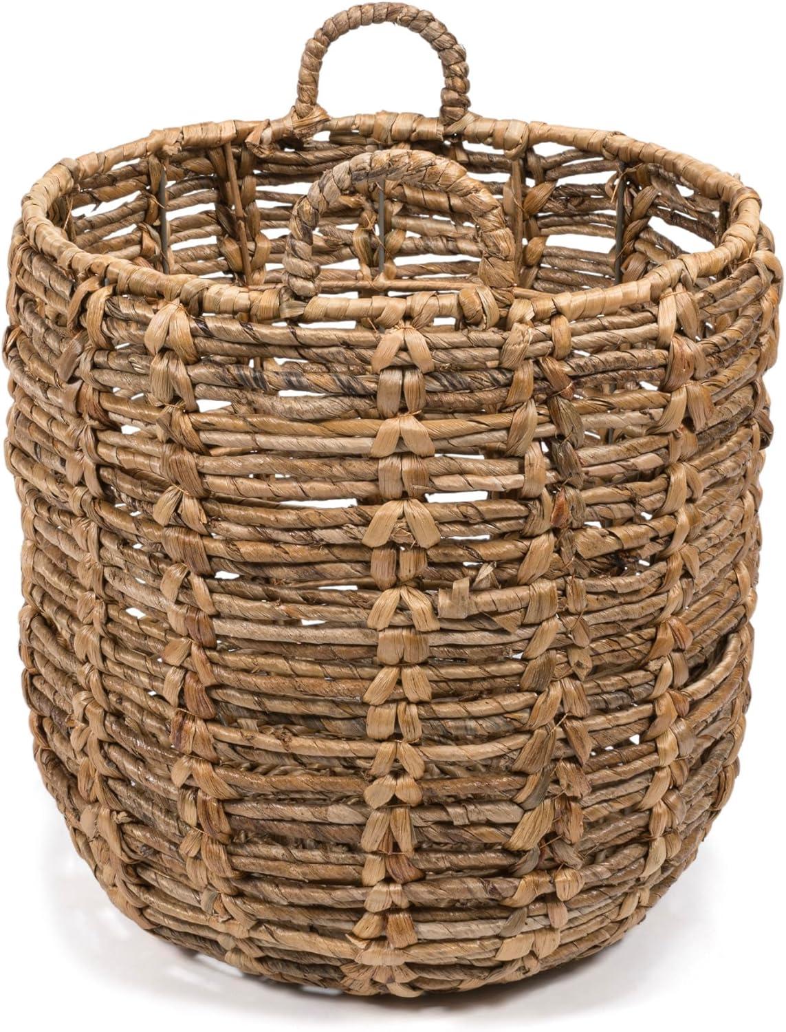 Laurel Hand-Woven Brown Abaca Round Storage Basket