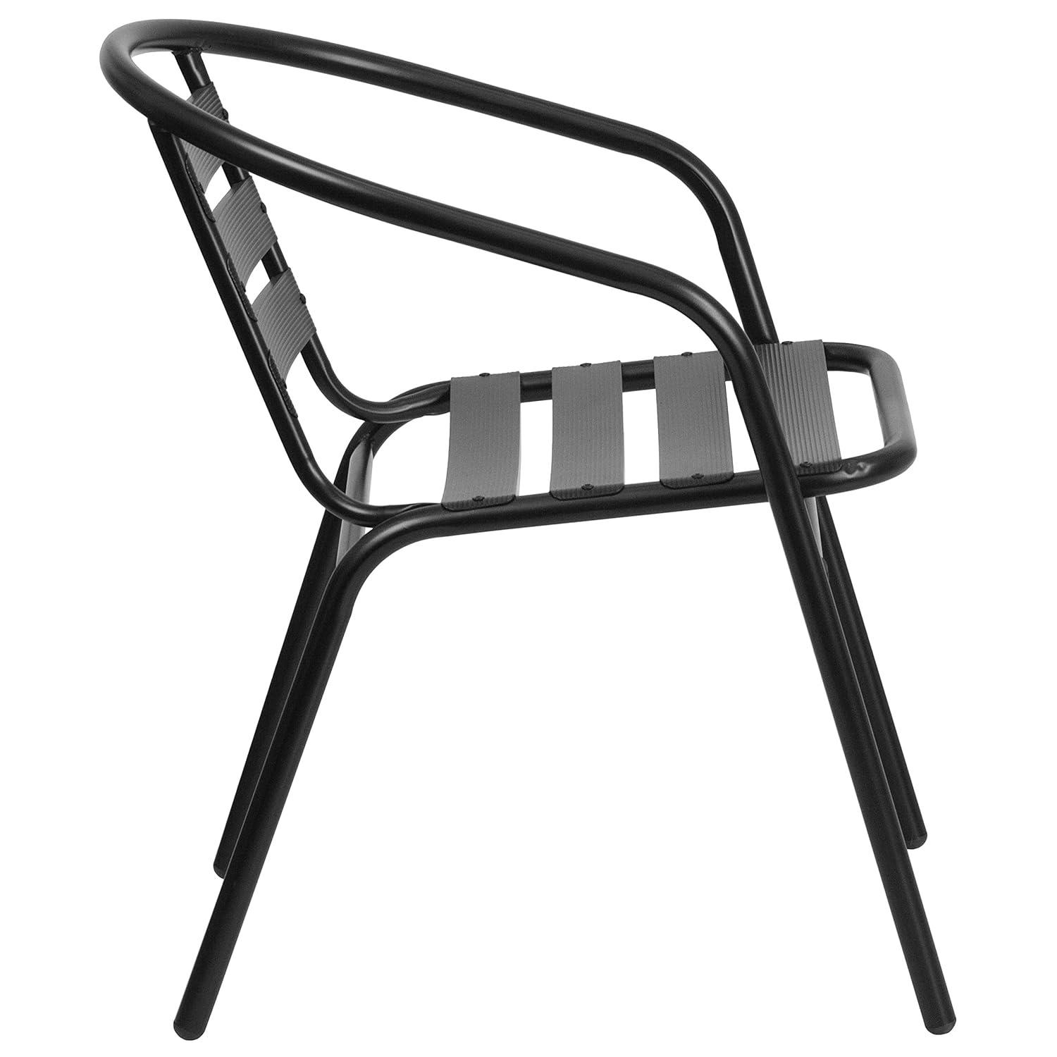 Flash Furniture Black Metal Restaurant Stack Chair with Aluminum Slats