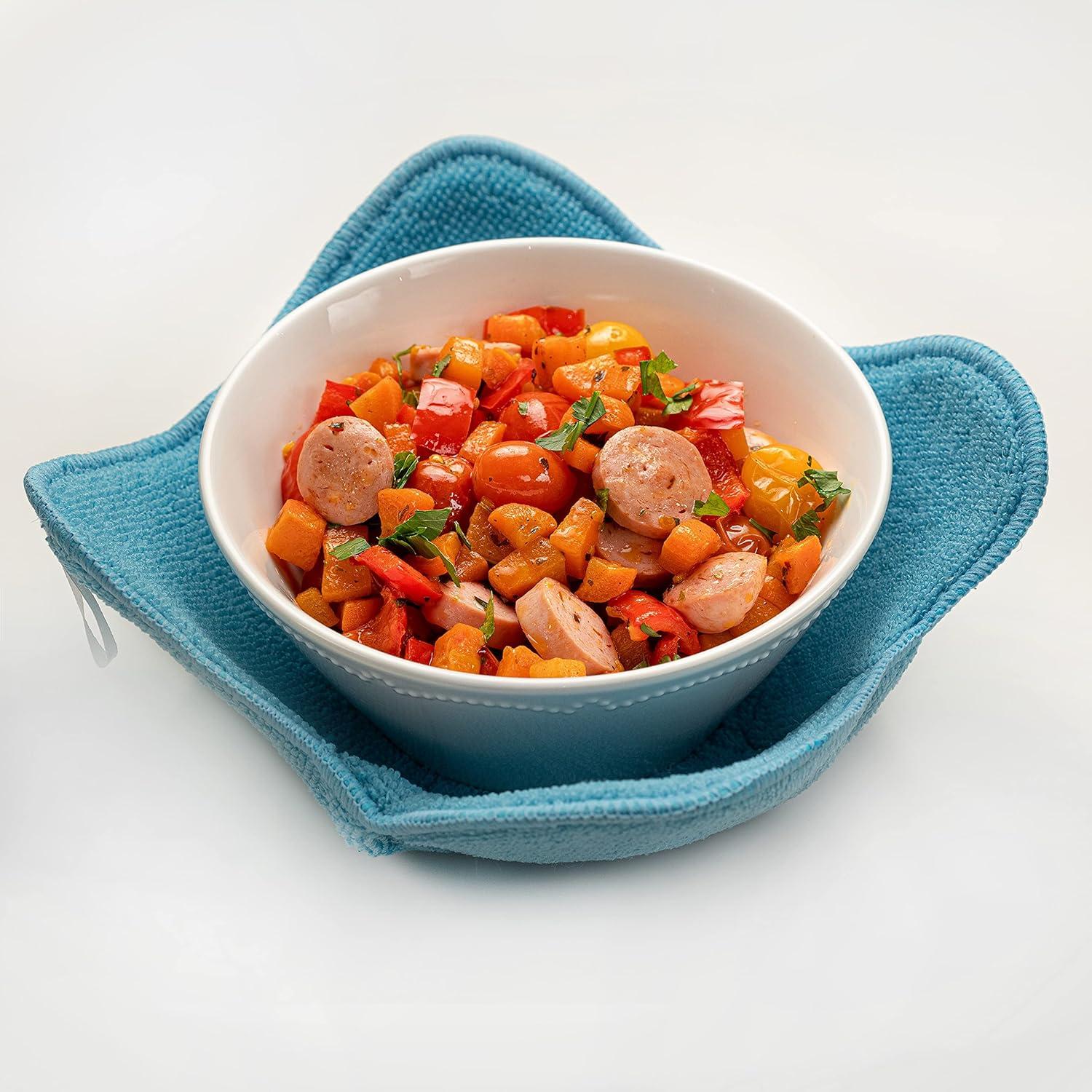 Sheff Microwave Bowl Cozy Holders Set of 4 - Durable and Reliable for Hot and Cold Plates and Dishes - Ideal Household Gift (Blue)