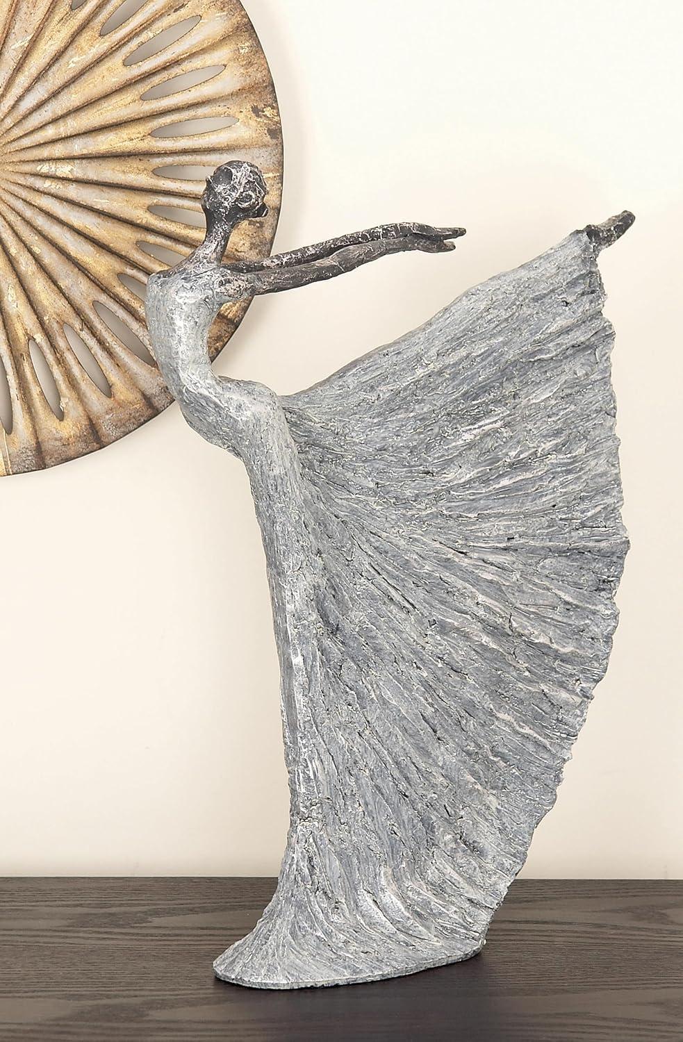 12" x 16" Gray Polystone Dancer Sculpture, by DecMode