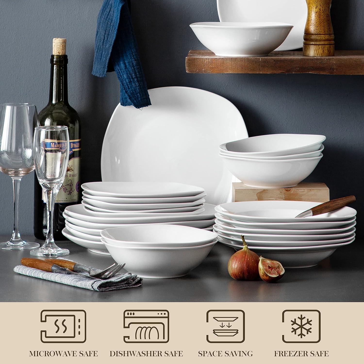 White Porcelain 24-Piece Dinnerware Set for 6