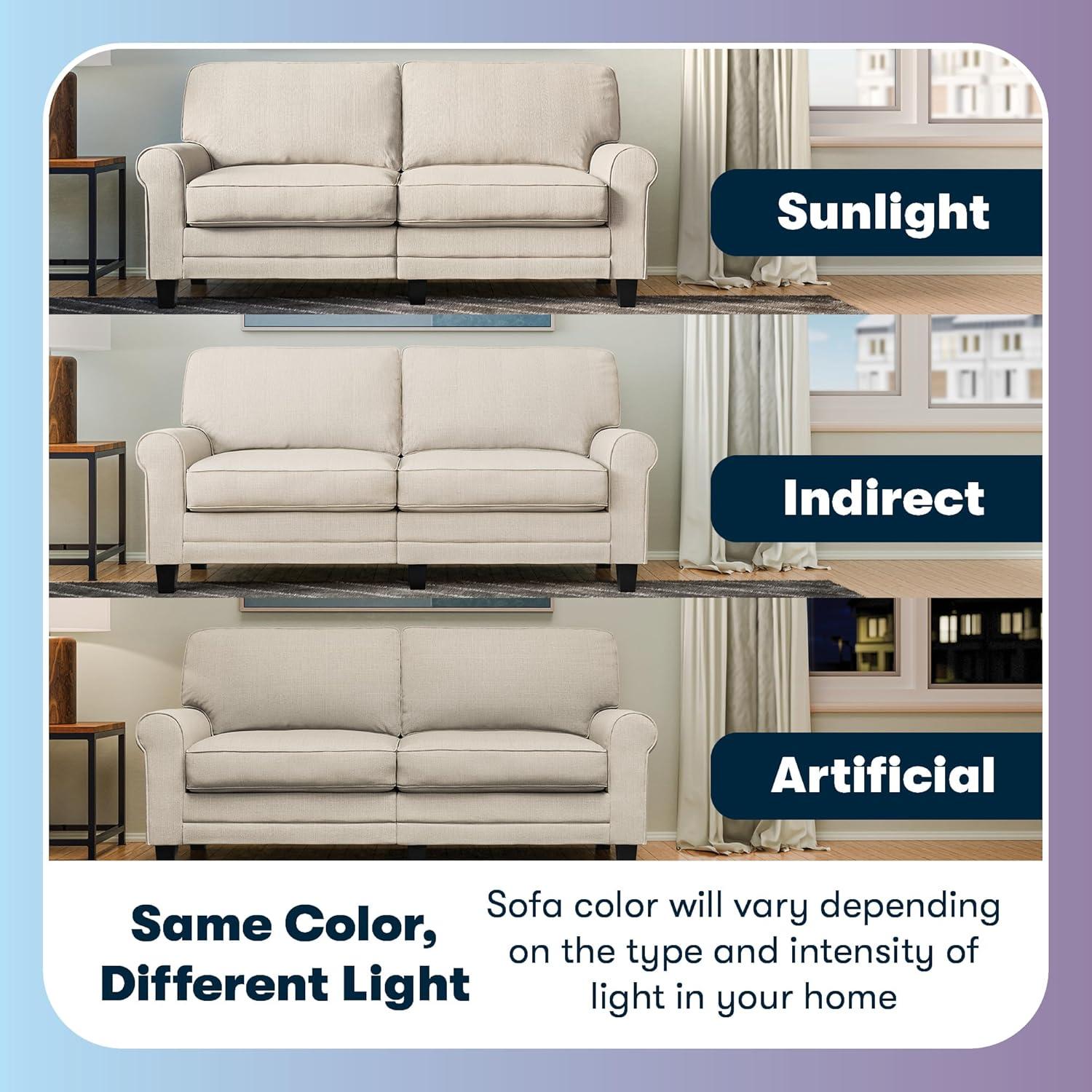 Serta Copenhagen 61" Rolled Arm Sofa, Easy Care Fabric, Soft Pillow Back, Pocket Coil Seat Cushions