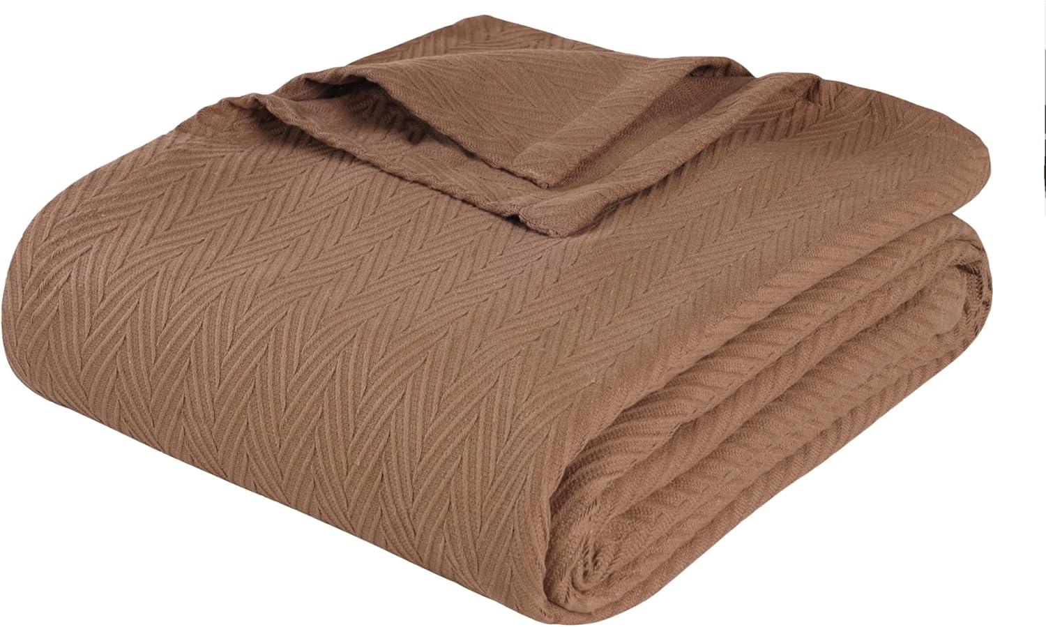 Superior Dobbyweave Knit Cotton Blanket, All Season Breathable Bed Blanket, King 90" x 108", Taupe