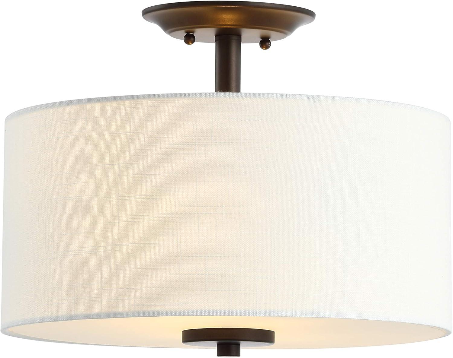 Marc 15" Metal LED Semi-Flush Mount, Oil Rubbed Bronze/White