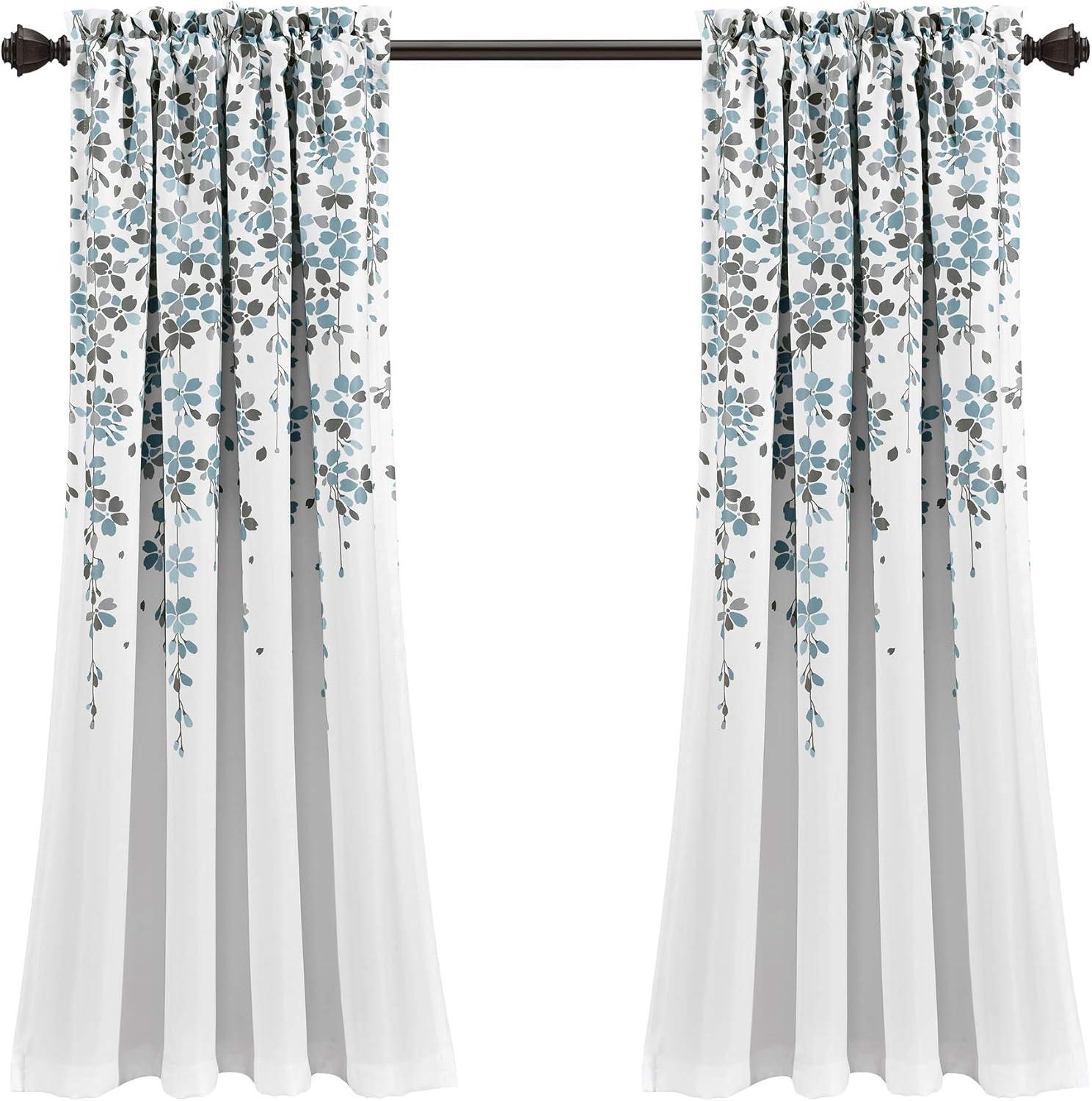 Weeping Flowers Polyester Room Darkening Curtain Pair