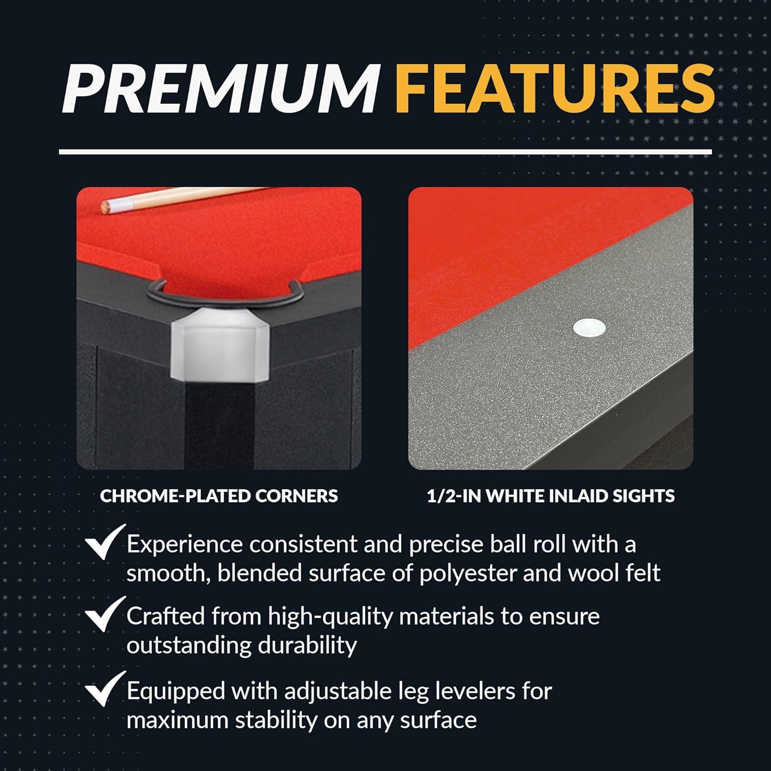 Hathaway Newport Stylish 7 Ft Multi Game Pool Table Combo with Dining Top and Ping Pong – Includes Benches for Home Storage and Accessories