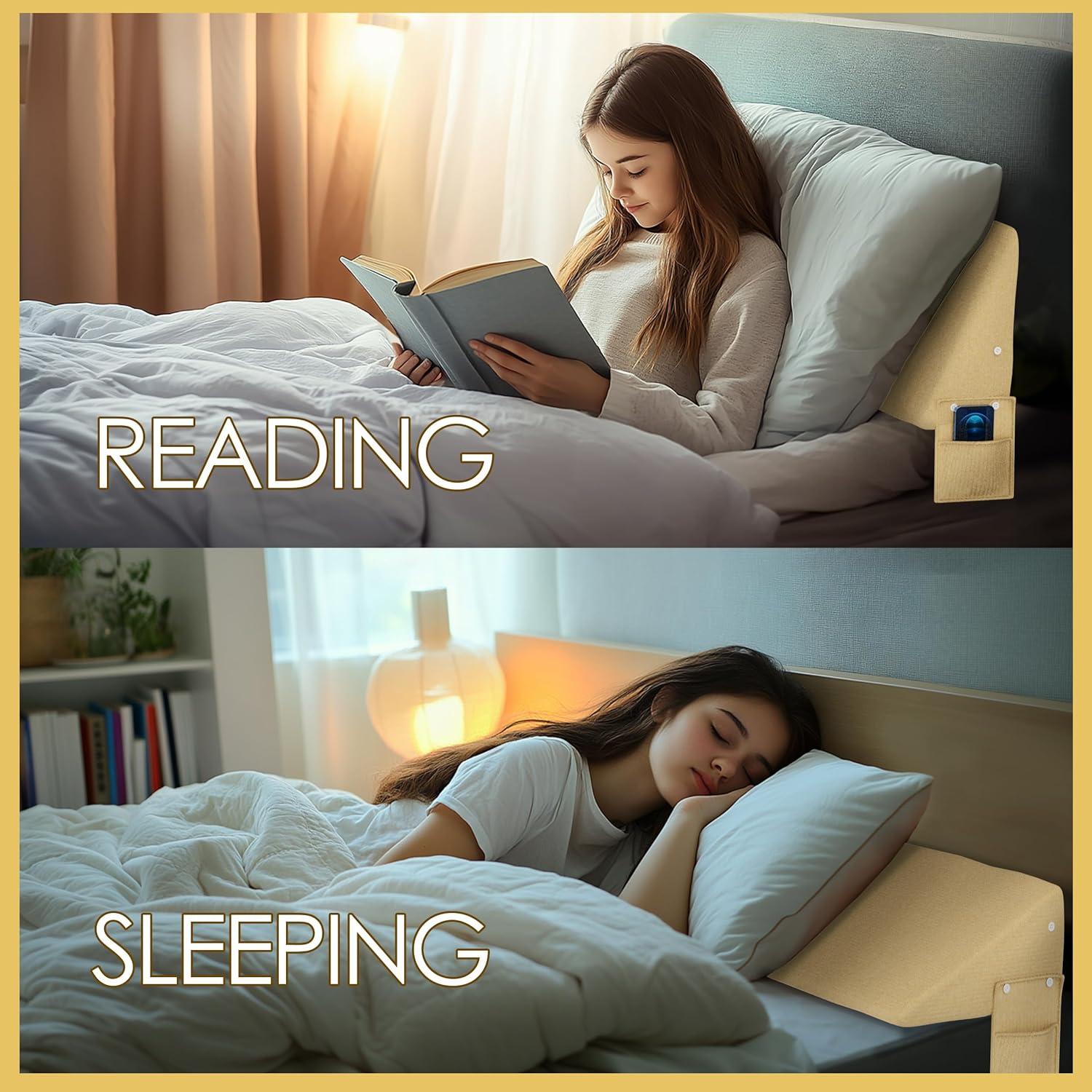 Queen Size (58"x11"x6") Bed Wedge Pillow Gap Filler for Headboard/Bed Mattress, Fills Gaps (0-8"), Supports Neck and Stops Pillow from Falling Down Ultra Comfortable Washable Cover