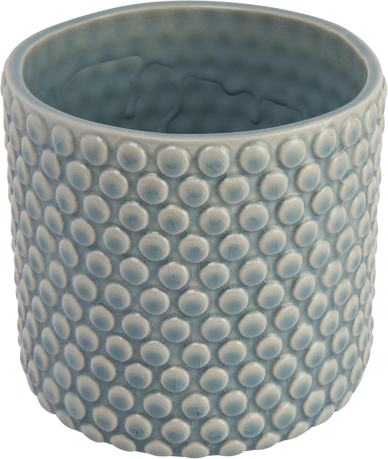 Bloomingville Round Stoneware Planter Pot with Polka Dots, Sky Blue