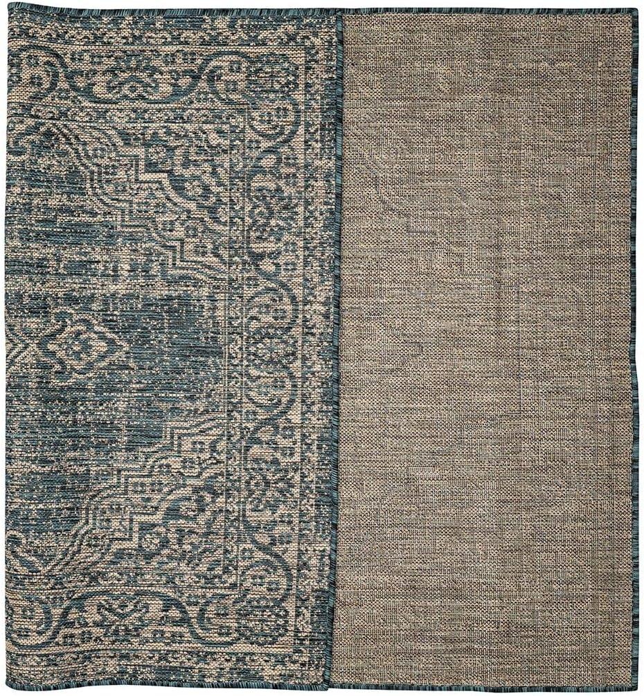 Benissimo Indoor / Outdoor Sisal Area Rug "Palace" Collection Non-Skid, Woven, Transitional, Durable, and Easy Cleaning | Machine Rug for Living Room, Kitchen, Kids room etc. I 4x6 I Turquoise