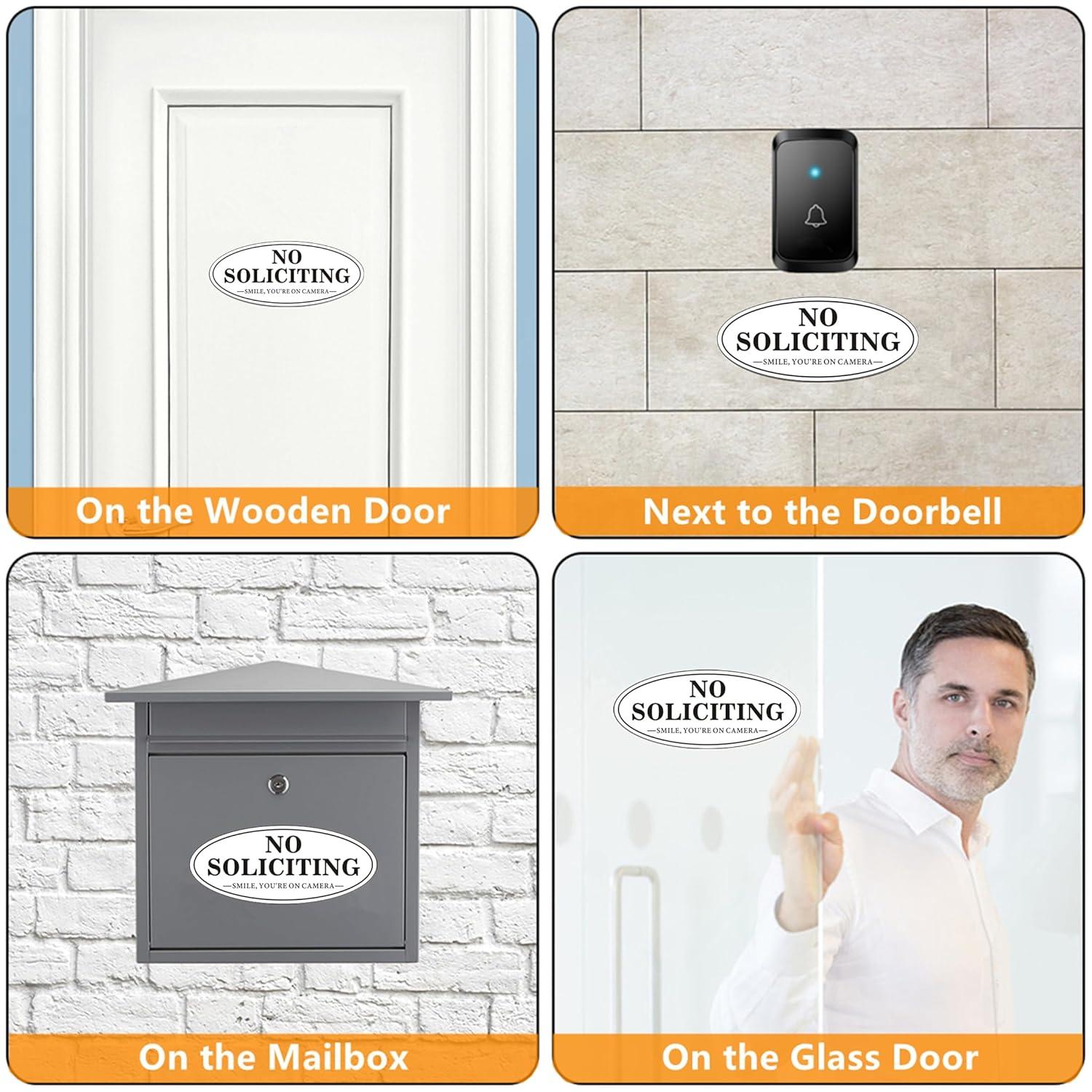 No Soliciting Sign For Front Door, (2 Pack) Self-Adhesive 7 x 3 Inches Seriously Don't Make it Weird Aluminum Metal Signs