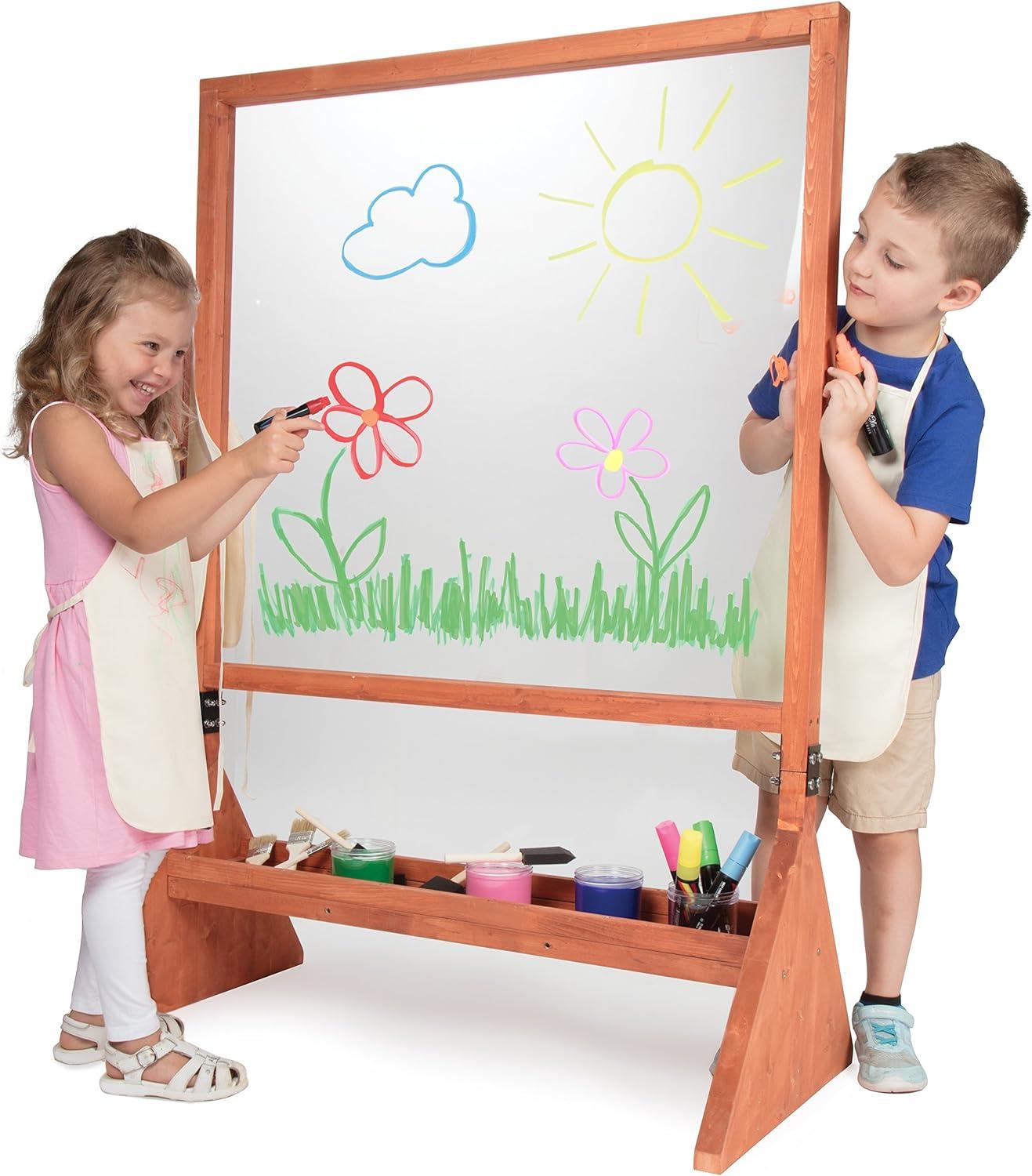 Svan Double Sided Indoor/Outdoor Plexiglass Art Easel (21 x 36 x 51 in) - Easy to Clean  Kids Can Draw or Paint On Both Sides