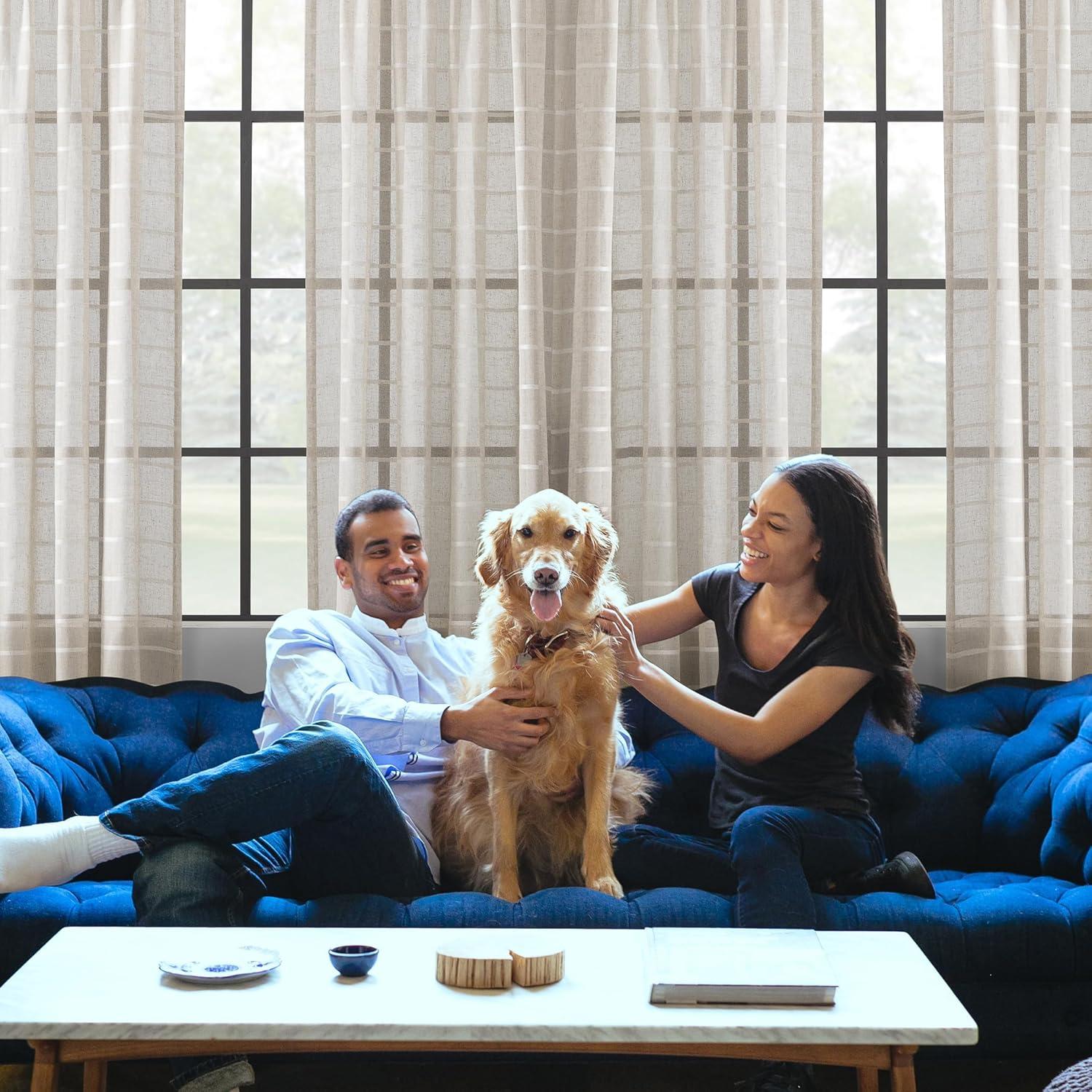 63"x52" Crushed Texture Anti-Dust Sheer Curtain Panel White - Clean Window: Modern Linen Slub Rod Pocket