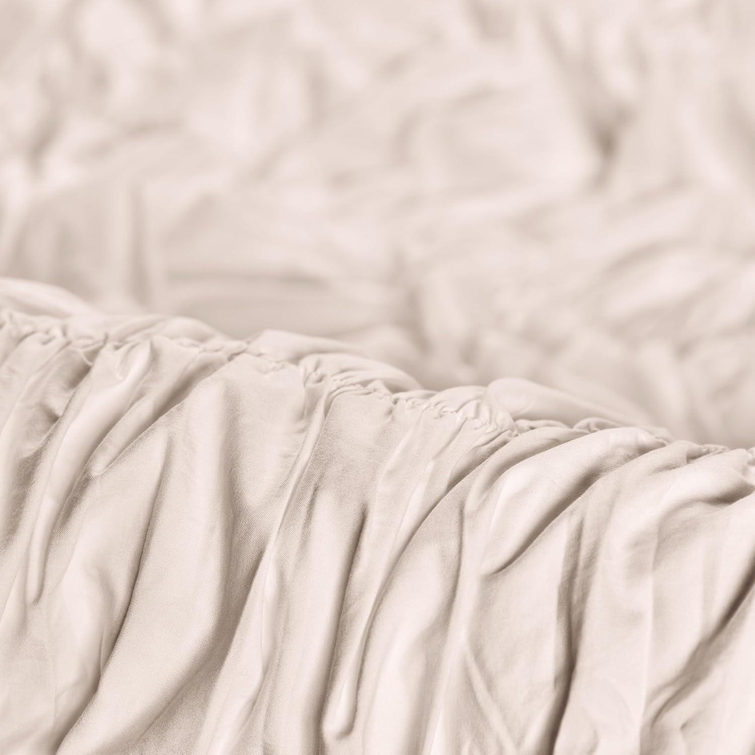 Chanasya Chanasya Ruched Ruffled Pleated Textured Washed Microfiber Duvet Set