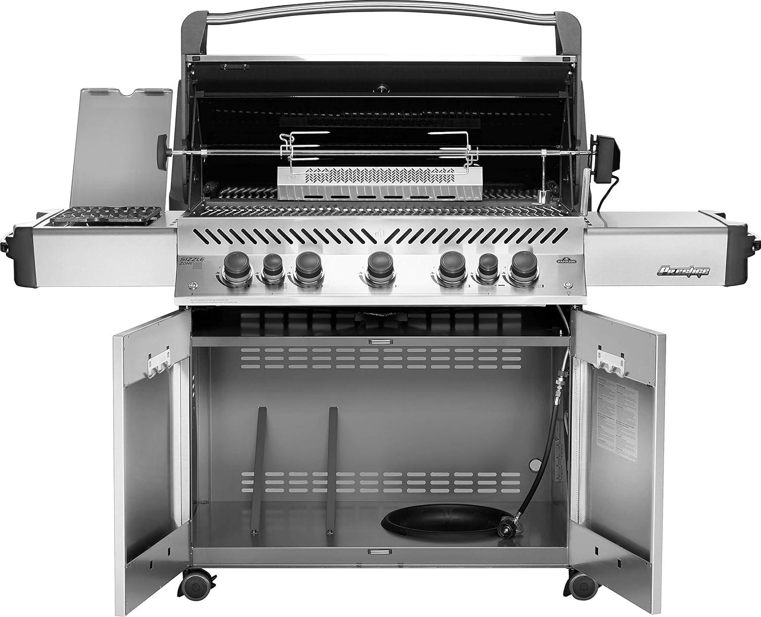 Napoleon Prestige 665 Propane Gas Grill with Infrared Side and Rear Burners, Stainless Steel