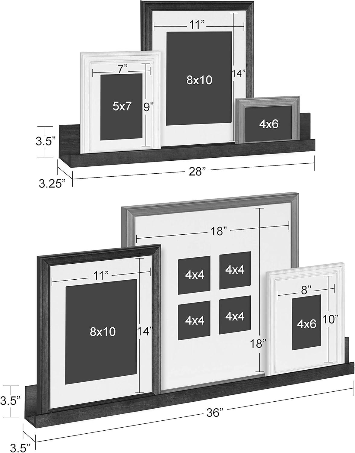 Classic White and Rustic Gray Wood Wall Frame and Shelf Kit