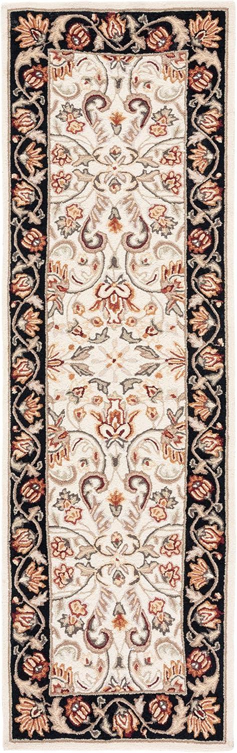 Easy Care EZC101 Hand Hooked Runner Rug - Ivory/Black - 2'6"x10' - Safavieh.